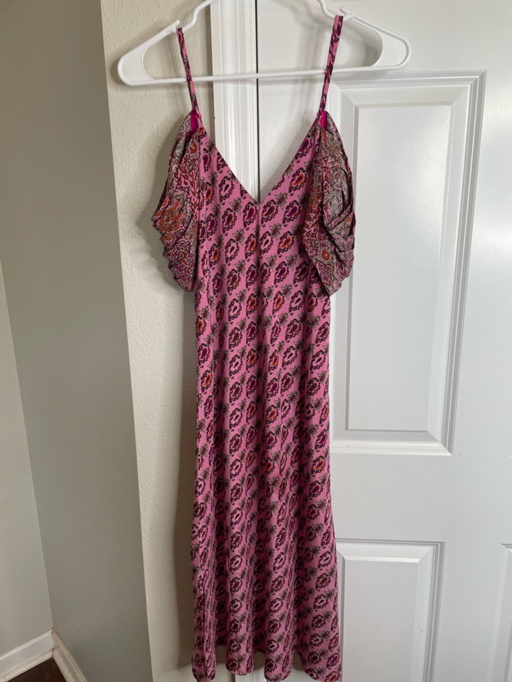 Gold Hawk Provence Noa Mid Length Slip Dress Pink 100% Silk Small - Picture 6 of 9